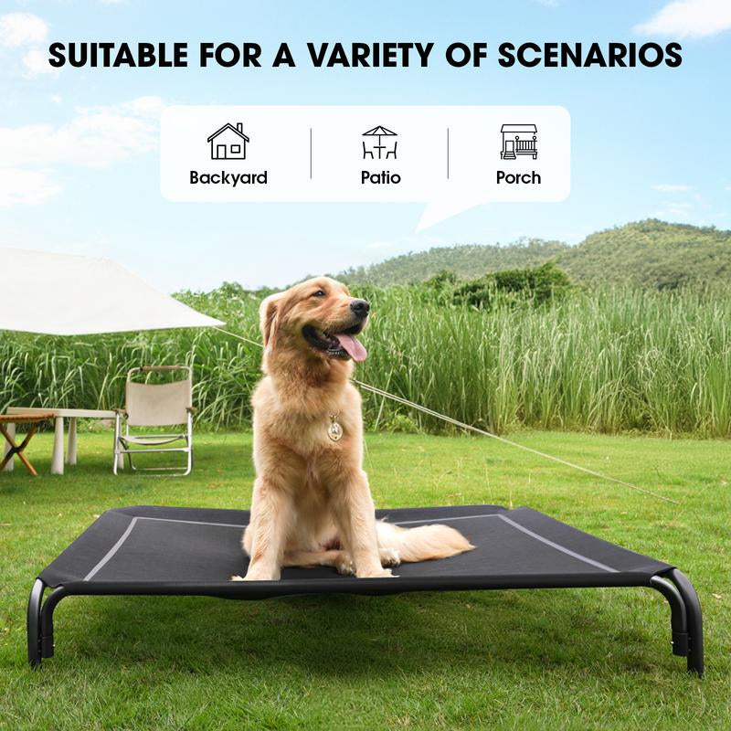 Elevated Dog Bed for Large Dogs – Cooling, Breathable Mesh Pet Cot with Durable Frame, Indoor & Outdoor Raised Dog Mat for Joint Support & Easy Cleaning