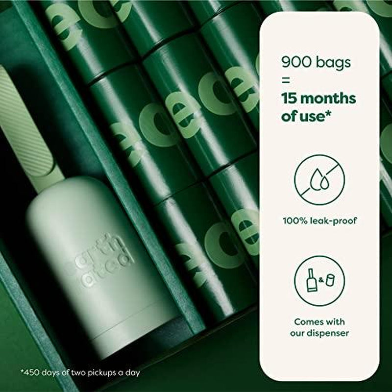 Earth Rated Dog Poop Bag Holder with 900 Lavender-Scented Leakproof Bags – Durable Dispenser Included