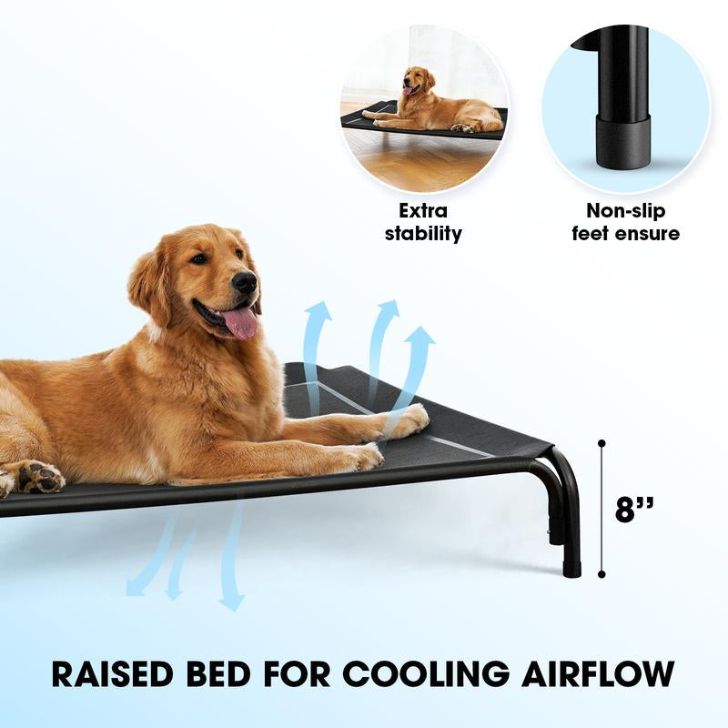 Elevated Dog Bed for Large Dogs – Cooling, Breathable Mesh Pet Cot with Durable Frame, Indoor & Outdoor Raised Dog Mat for Joint Support & Easy Cleaning