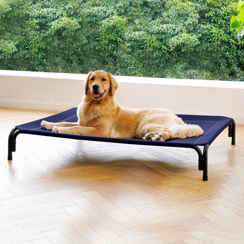 Elevated Dog Bed for Large Dogs – Cooling, Breathable Mesh Pet Cot with Durable Frame, Indoor & Outdoor Raised Dog Mat for Joint Support & Easy Cleaning