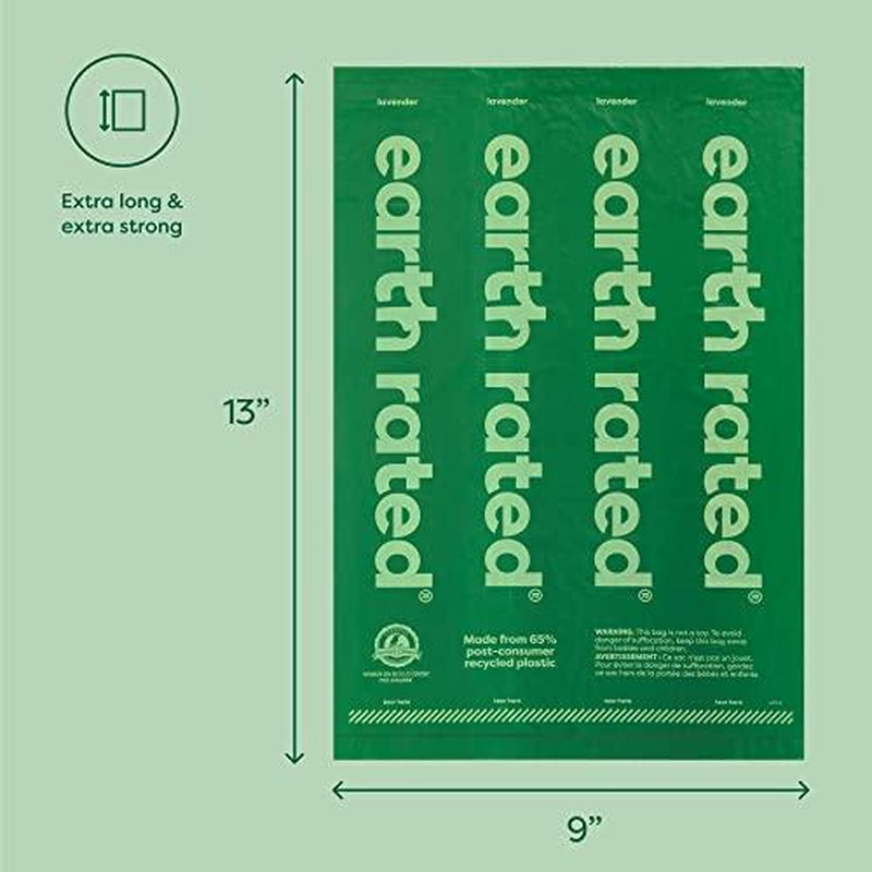 Earth Rated Dog Poop Bag Holder with 900 Lavender-Scented Leakproof Bags – Durable Dispenser Included