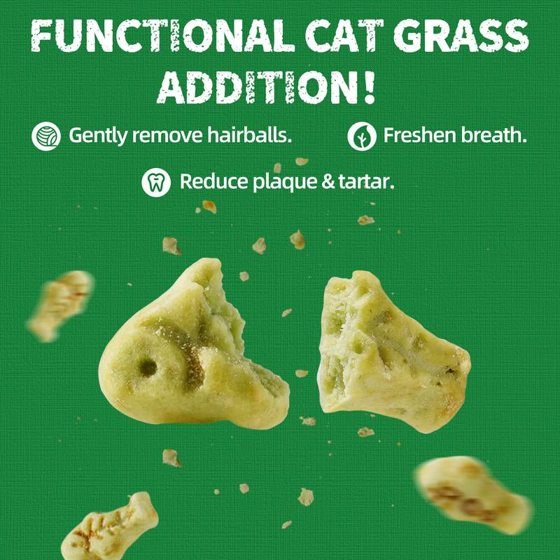 13.4 oz Cat Grass Treats – Natural Salmon Flavors with Catnip, Healthy Dental & Hairball Control Cat Snacks