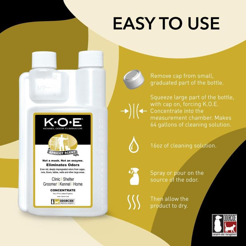 Odorcide K.O.E. Kennel Odor Eliminator Concentrate (16 oz) – Professional Non-Enzymatic Pet Odor Remover