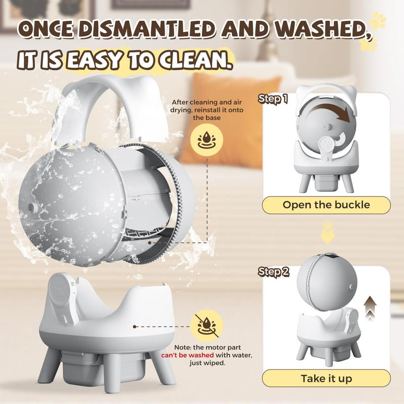 Large Capacity Self-Cleaning Cat Litter Box with App Control, 2.4G Wifi Connectivity, and Safety Sensors for Cats - Low Noise Electric Litter Robot