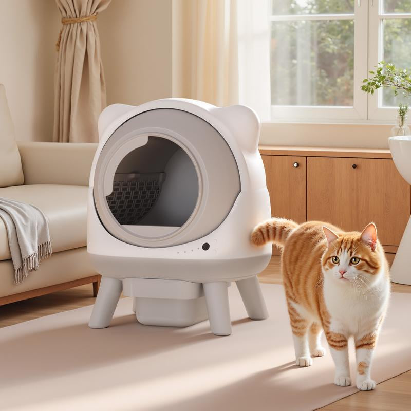 Large Capacity Self-Cleaning Cat Litter Box with App Control, 2.4G Wifi Connectivity, and Safety Sensors for Cats - Low Noise Electric Litter Robot