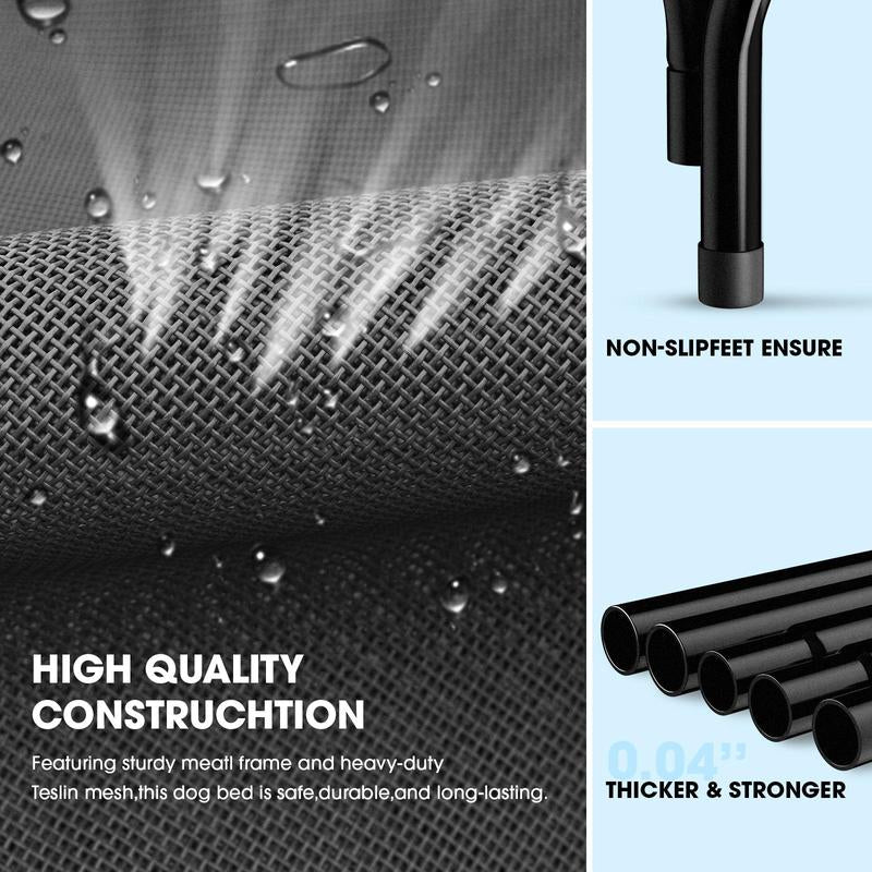 Elevated Dog Bed for Large Dogs – Cooling, Breathable Mesh Pet Cot with Durable Frame, Indoor & Outdoor Raised Dog Mat for Joint Support & Easy Cleaning